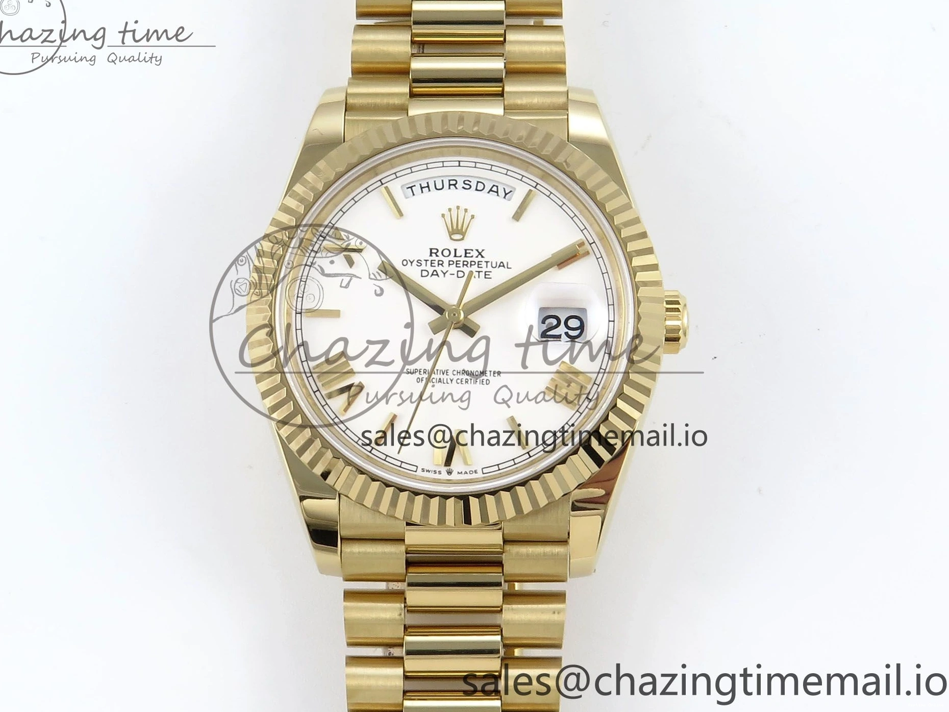 1223 WaterResistant Day Date 40 YG 228238 Noob 1:1 Best Edition White Roman Dial on President Bracelet A2836 (Gain Weight) 795